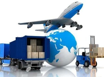 Air and road freight moving cargo around the globe